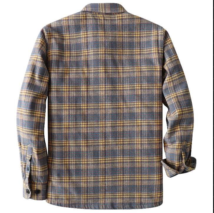Montaro® Camisa Chaqueta de Franela para Hombre, Abrigo Liviano Forrado y Cálido, Camisa Casual de Cuadros con Botones y Manga Larga