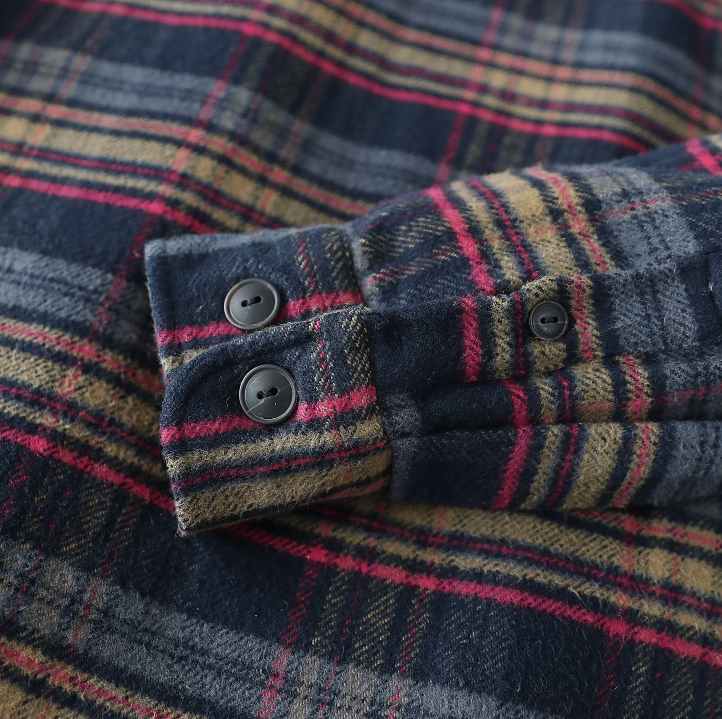Montaro® Camisa Chaqueta de Franela para Hombre, Abrigo Liviano Forrado y Cálido, Camisa de Cuadros Casual con Botones y Manga Larga