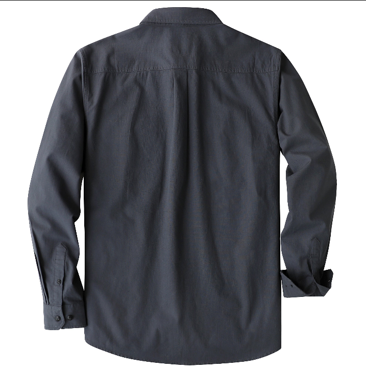 Montaro® Camisa de Trabajo de Chambray Gris Oscuro para Hombre, Manga Larga, Cierre Frontal con Botones y Bolsillo de Algodón