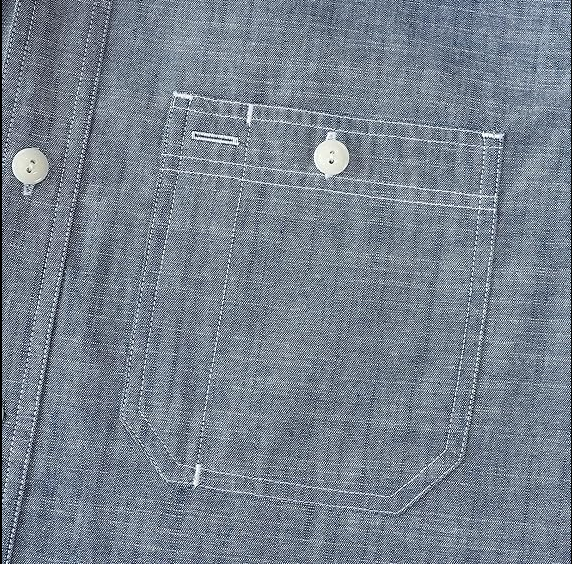 Montaro® Camisa de Trabajo de Chambray Azul Denim para Hombre, Manga Larga, Cierre Frontal con Botones y Bolsillo de Algodón