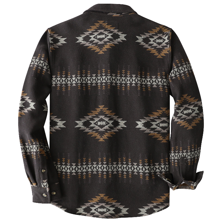 Montaro® Camisa de Franela Azteca para Hombre, Ultra Pesada 10 oz, Manga Larga, Botones, 100% Algodón Suave Cepillado, Estilo Cowboy Casual y Utility