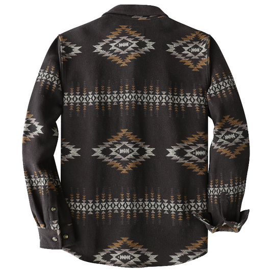Montaro® Camisa de Franela Azteca para Hombre, Ultra Pesada 10 oz, Manga Larga, Botones, 100% Algodón Suave Cepillado, Estilo Cowboy Casual y Utility