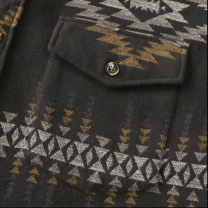 Montaro® Camisa de Franela Azteca para Hombre, Ultra Pesada 10 oz, Manga Larga, Botones, 100% Algodón Suave Cepillado, Estilo Cowboy Casual y Utility