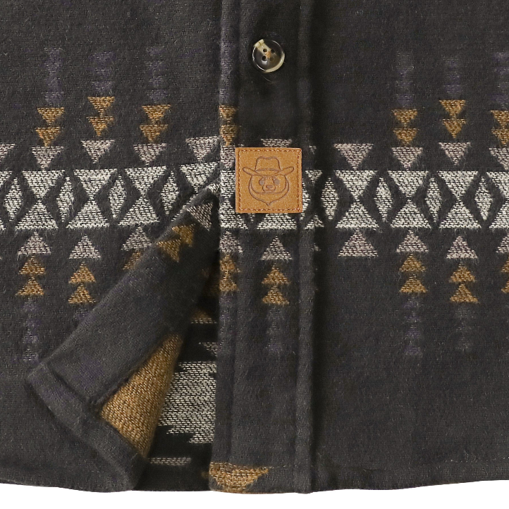 Montaro® Camisa de Franela Azteca para Hombre, Ultra Pesada 10 oz, Manga Larga, Botones, 100% Algodón Suave Cepillado, Estilo Cowboy Casual y Utility