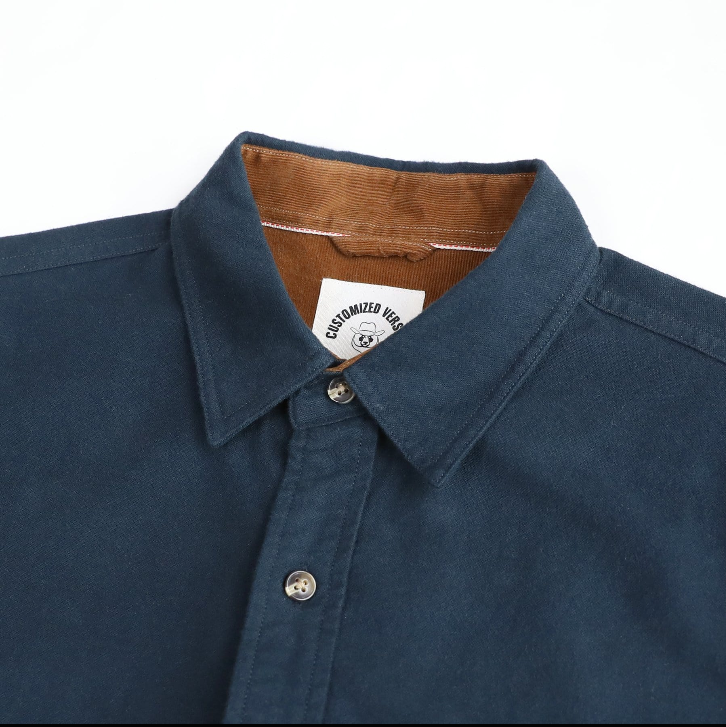 Camisas de franela Montaro para hombre, de peso medio, color azul marino sólido, manga larga, estilo casual con botones y tejido cepillado 100% algodón. Disponible en talla alta.