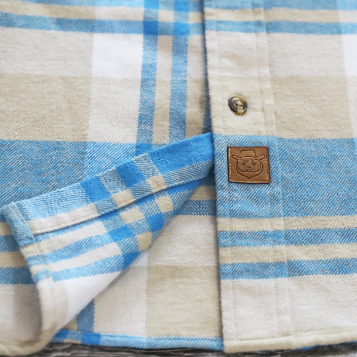 Montaro®  Camisa de Franela de Peso Medio para Hombre, Manga Larga, Casual, Botones, 100% Algodón