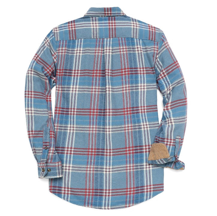 Montaro® Camisa de Franela de Peso Medio para Hombre, Manga Larga, Casual, Botones, Algodón Cepillado 100%