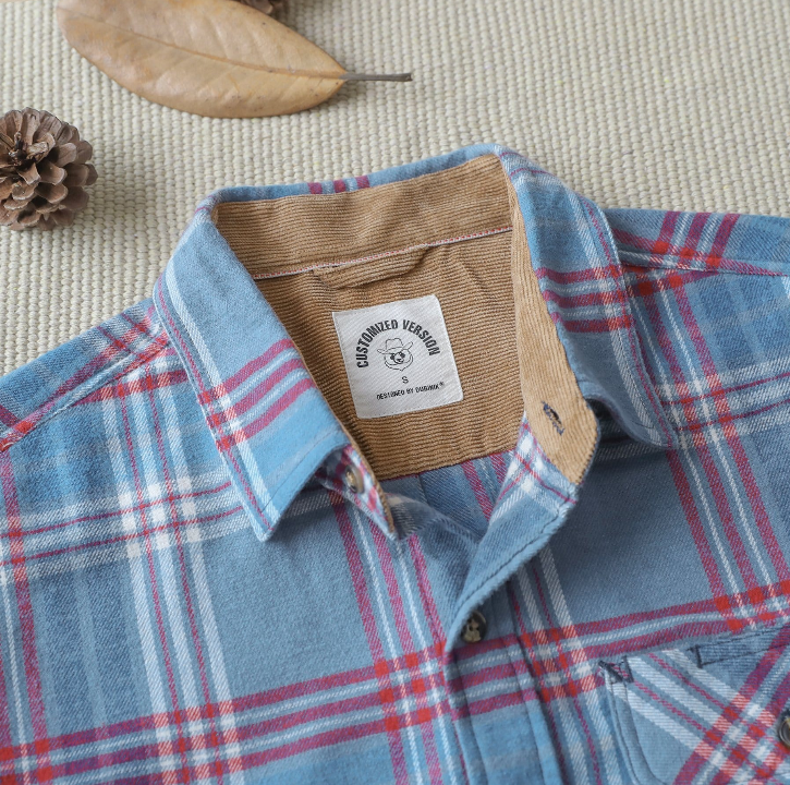 Montaro® Camisa de Franela de Peso Medio para Hombre, Manga Larga, Casual, Botones, Algodón Cepillado 100%