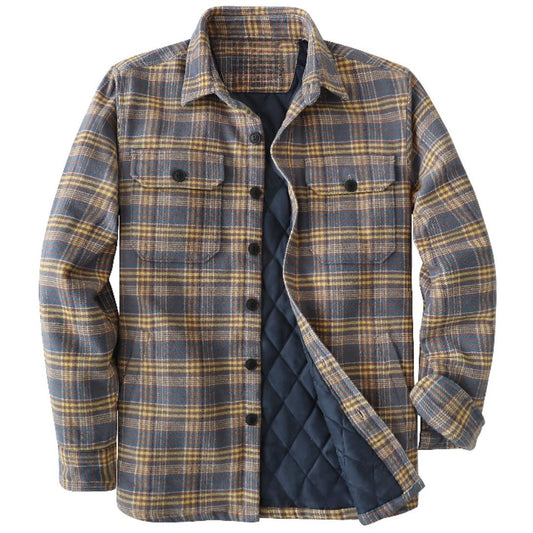 Montaro® Camisa Chaqueta de Franela para Hombre, Abrigo Liviano Forrado y Cálido, Camisa Casual de Cuadros con Botones y Manga Larga