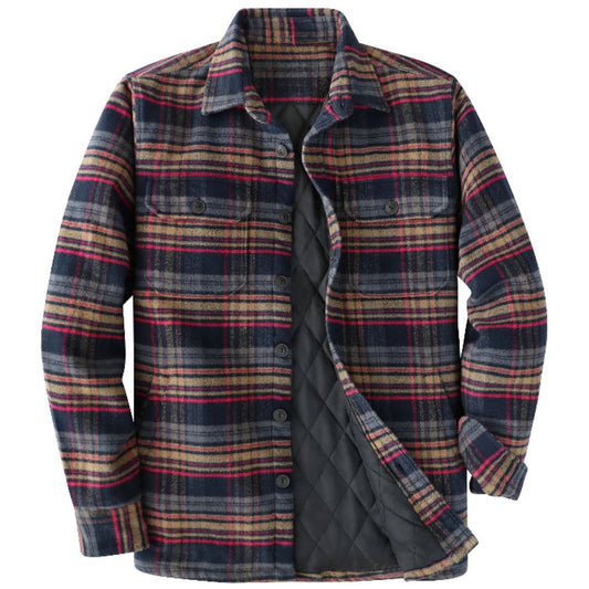 Montaro® Camisa Chaqueta de Franela para Hombre, Abrigo Liviano Forrado y Cálido, Camisa de Cuadros Casual con Botones y Manga Larga