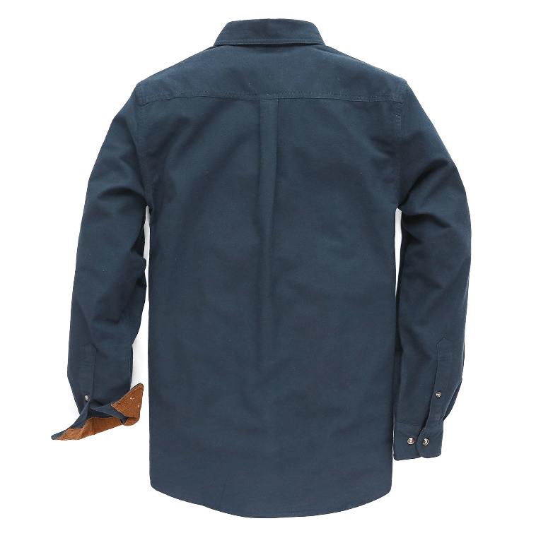 Camisa de franela azul marino, hombre, manga larga, 100% algodón – Talla alta - Montaro Store