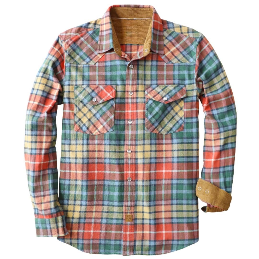 Camisa de Franela Montaro® para Hombre – Manga Larga, Botones Pearl Snap, Estilo Occidental, 100% Algodón - Montaro Store