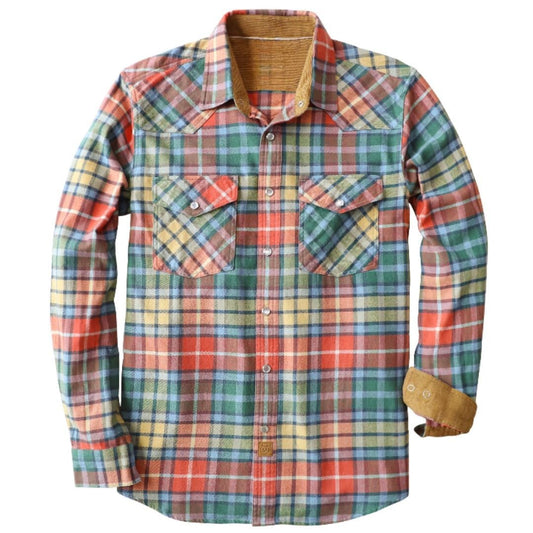 Camisa de Franela Montaro® para Hombre – Manga Larga, Botones Pearl Snap, Estilo Occidental, 100% Algodón - Montaro Store