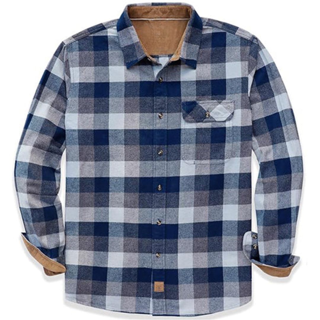 Montaro® Camisa de Franela de Peso Medio para Hombre – Manga Larga, Casual, Botones, 100% Algodón - Montaro Store