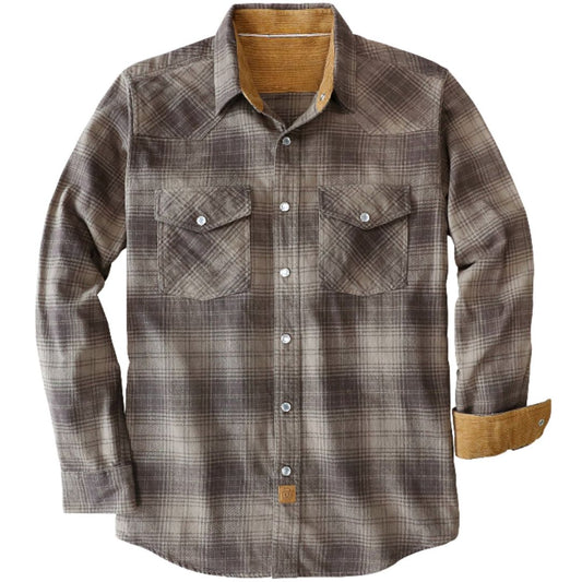 Montaro® Camisa de Franela para Hombre Manga Larga con Broches Pearl Snap Estilo Western Cowboy - Montaro Store