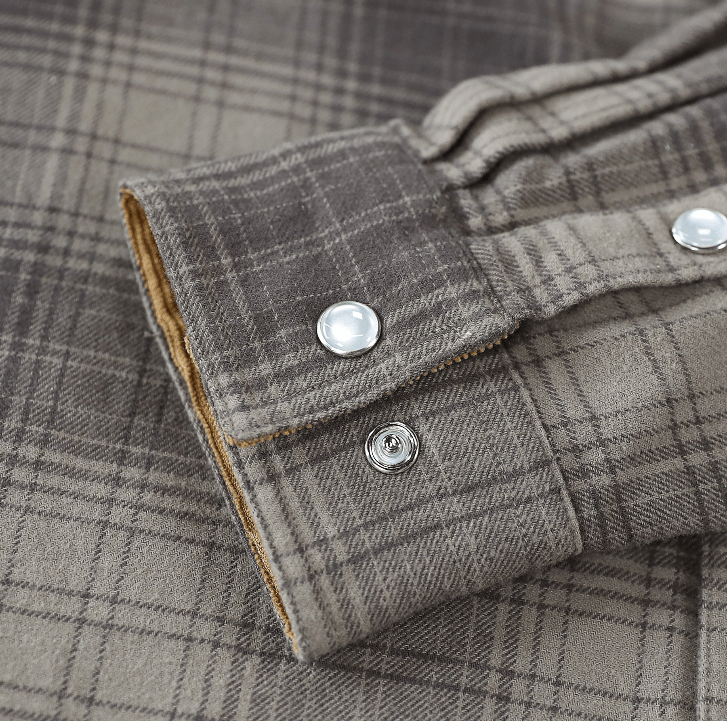 Montaro® Camisa de Franela para Hombre Manga Larga con Broches Pearl Snap Estilo Western Cowboy - Montaro Store
