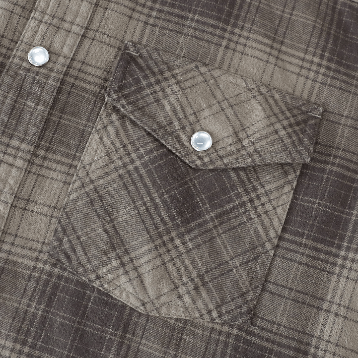 Montaro® Camisa de Franela para Hombre Manga Larga con Broches Pearl Snap Estilo Western Cowboy - Montaro Store