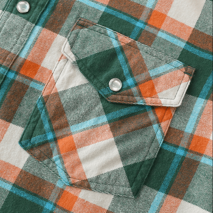 Montaro® Camisa de Franela Verde de Peso Medio para Hombre – Manga Larga, Botones de Presión, Estilo Vaquero con Cuadros Navideños, 100% Algodón - Montaro Store