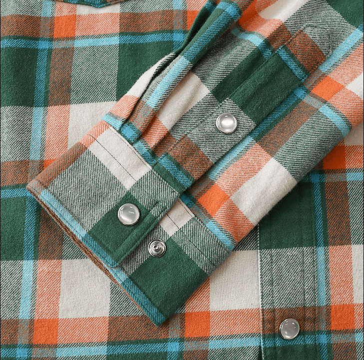 Montaro® Camisa de Franela Verde de Peso Medio para Hombre – Manga Larga, Botones de Presión, Estilo Vaquero con Cuadros Navideños, 100% Algodón - Montaro Store