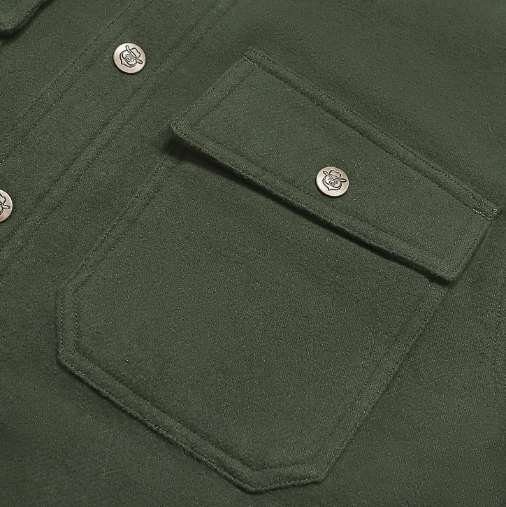 Montaro® Sobrecamisa Shacket para Hombre – Franela de Cuadro Sólido Verde Oliva con Forro Cálido - Montaro Store
