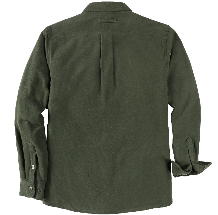 Montaro® Sobrecamisa Shacket para Hombre – Franela de Cuadro Sólido Verde Oliva con Forro Cálido - Montaro Store